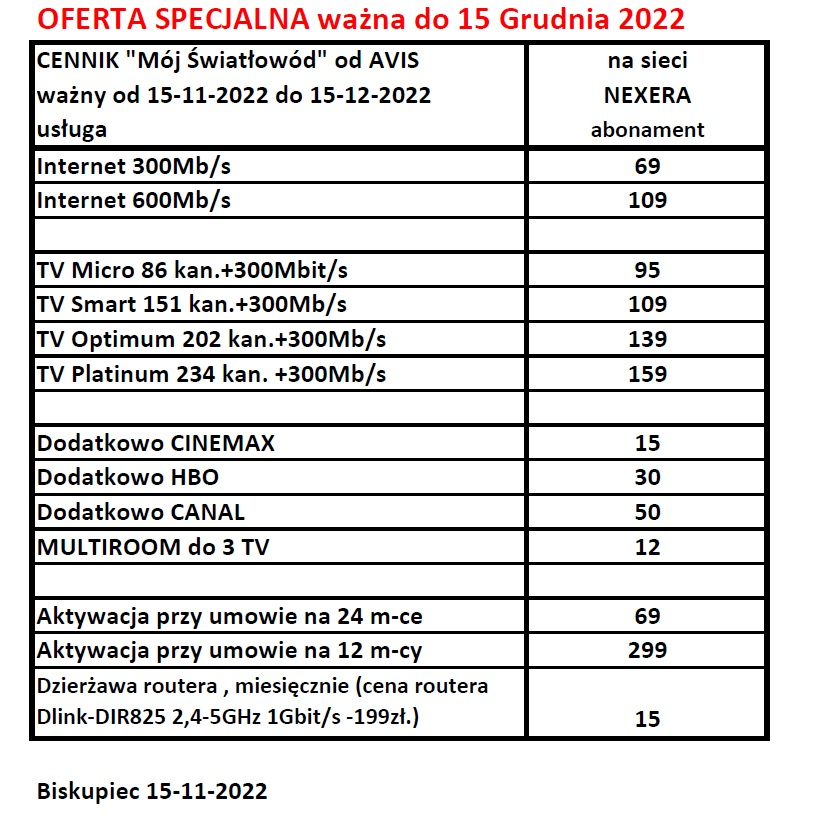 Oferta specjalna NEXERA